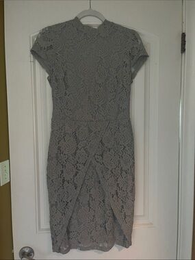 Elegant Gray Lace Sheath Dress